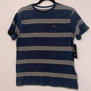 RVCA Fragment Striped Boys Tee Navy Large NWT
